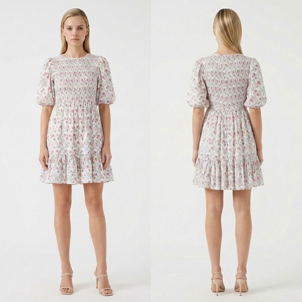 byTiMo Floral Smocked Puff Sleeve Mini Dress Small Cottagecore Spring Wedding